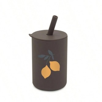 Ποτηράκι Σιλικόνης με Καλαμάκι Silicone cup lemon_9602